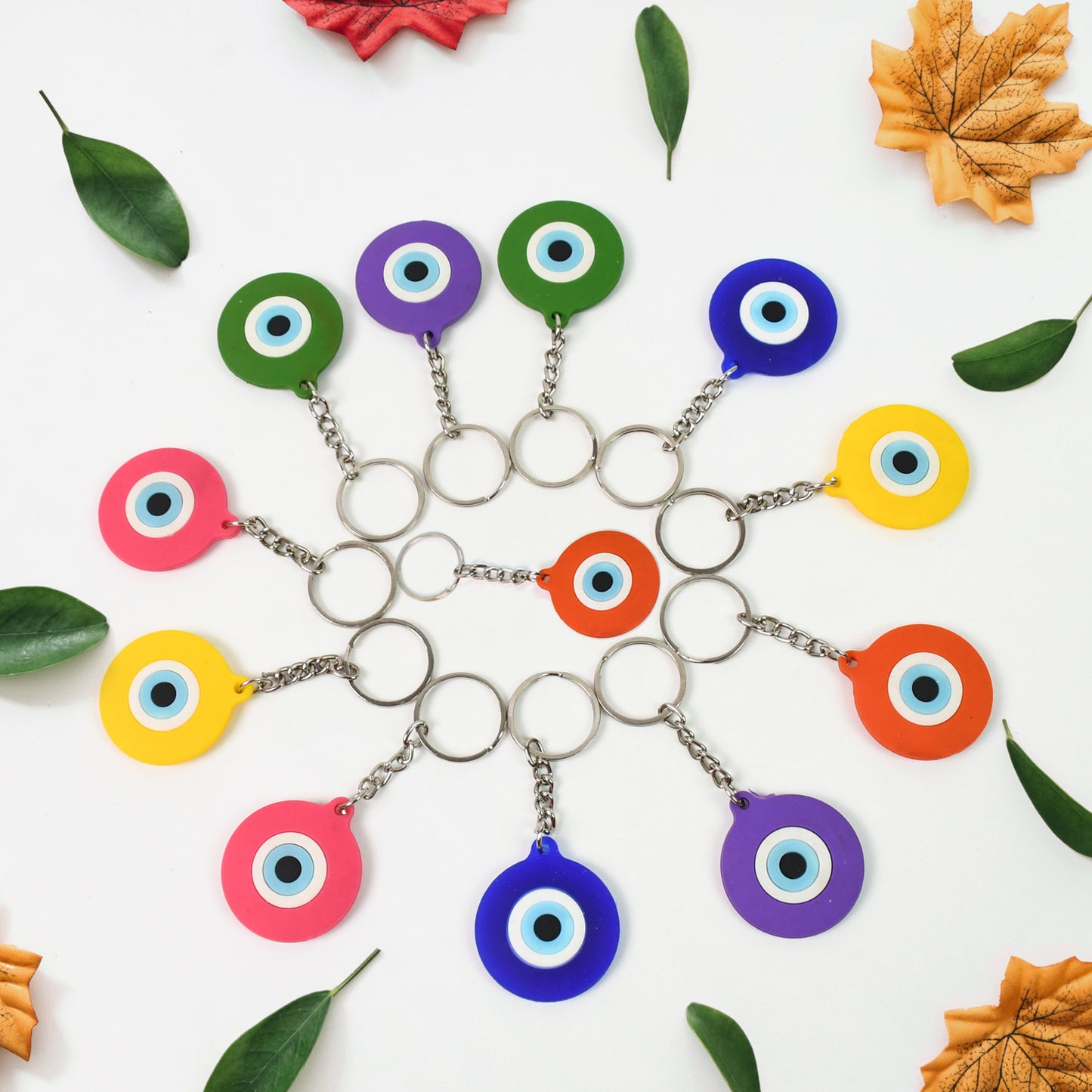 Evil Eye Rubber Silicone Keychain (12 Pcs Set Mix Color) - Springkart 