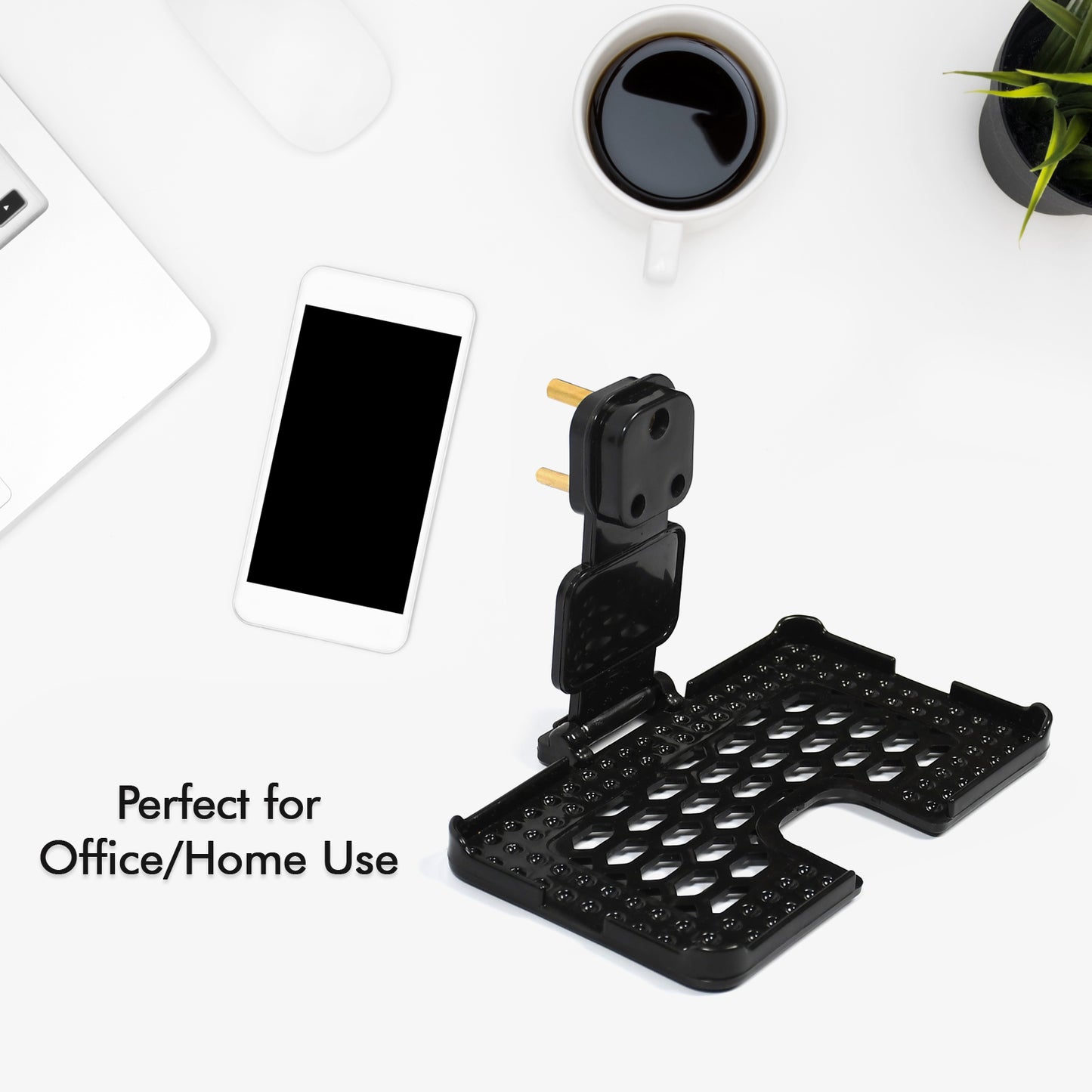 6496b Multi-purpose Wall Holder Stand For Charging Mobile Just Fit In Socket And Hang ( Black ) - Springkart 