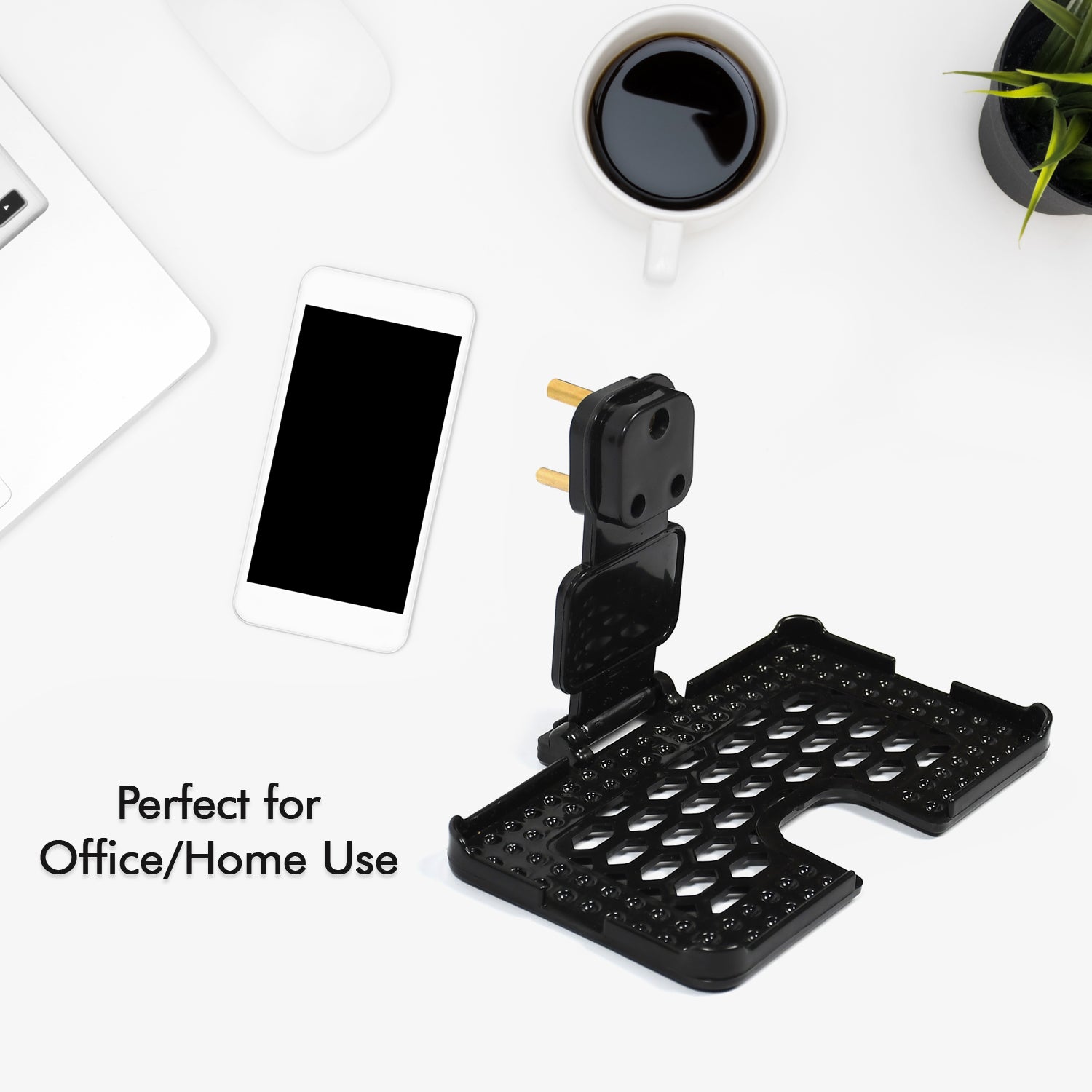 6496b Multi-purpose Wall Holder Stand For Charging Mobile Just Fit In Socket And Hang ( Black ) - Springkart 