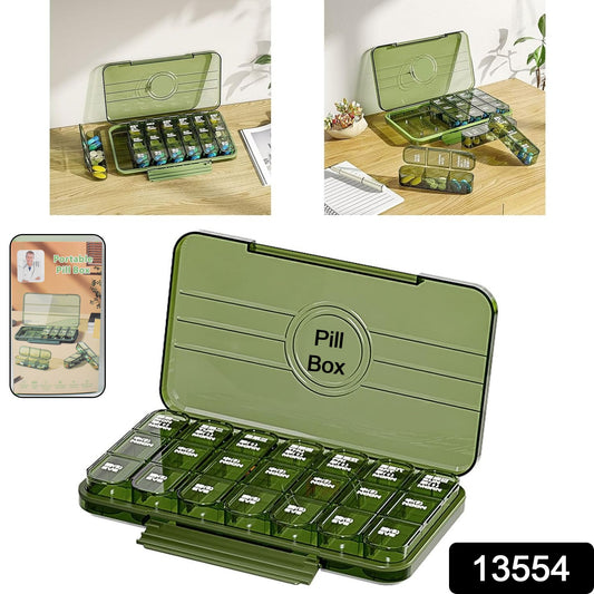 Portable Weekly Pill Box Organiser Daily Pill Keeper 21 Grid Container (1 Pc) - Springkart 