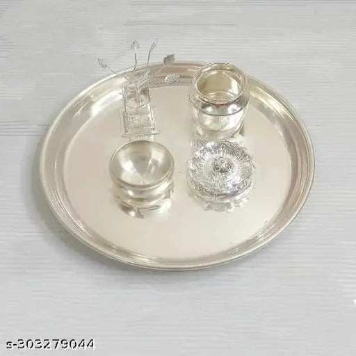 German Silver Pooja Set With Thulasi Madam For Pooja/Decor/Thamboolam