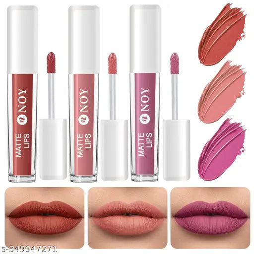 NOY Kiss-Proof & Non Transfer Matte Liquid Lip Loves No Touch-Ups Needed For All Day Fresh Look Brown, Pink (Pack OF 3) #WC111