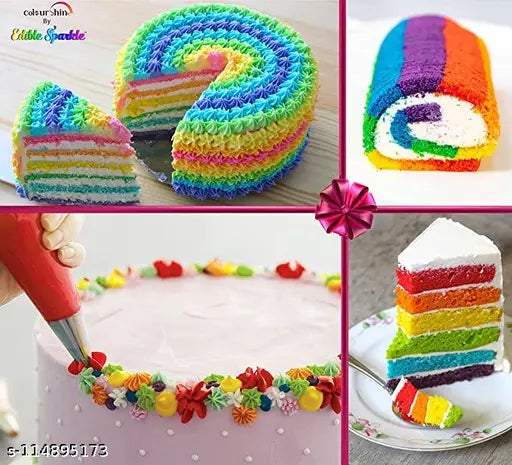 Edible Sparkle Colourshine Food Colouring Set of 10 Vibrant Liquid Food Colours | Food Colour for Cake Decor | Food Colours-Pea Green,Blue,Super Red,Raspberry,Hot Pink,Yellow,Orange,Grape Violet,Purple,Black| Each 25ml