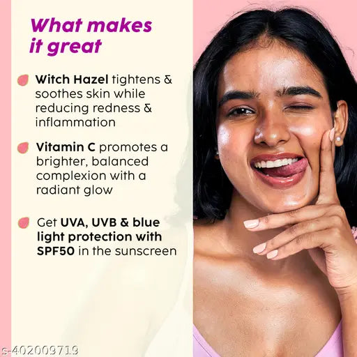 PLIX - THE PLANT FIX Guava & Roses Regime for Bright Skin & Balanced Skin pH| Hydrating Face Wash/Cleanser| 2-in-1 Toner Serum| Smoothie Moisturizer| Invisible Sunscreen Gel With SPF 50+ PA +++| For Men & Women| Pack of 4