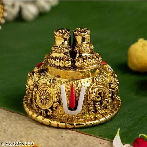 24K Antique Gold Finish Venkateswara Feet with Shanku & Chakra Namam