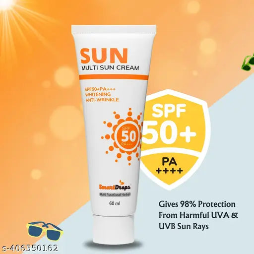 Smartdrops Sunscreen-SPF 50+PA+++ Whitening Anti-Wrinkle Sunscreen |(60ml) Pack Of 3 - Springkart 