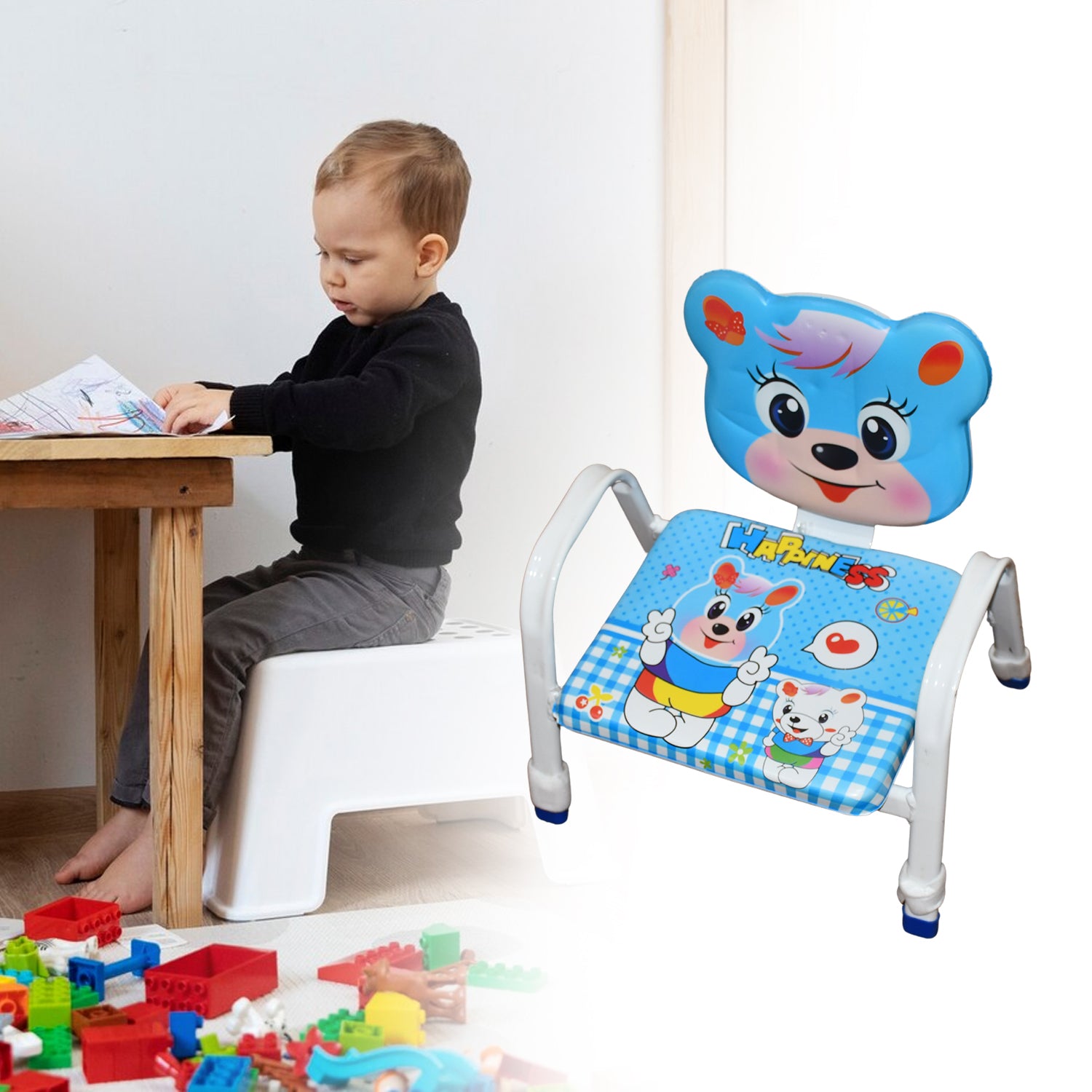 Cartoon Baby Chair Strong Steel Cushion Comfortable Baby Chair High Quality Chair (1 Pc) - Springkart 