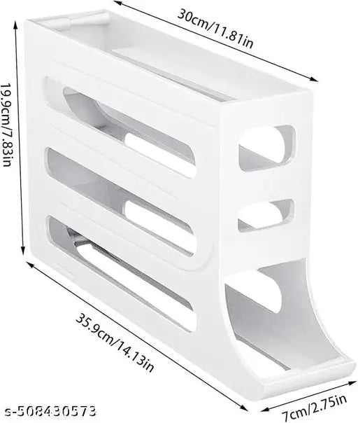 Auto Rolling Fridge Egg Organizer Space-Saving 4-Tier Stackable Egg Dispenser Holds 30 Eggs