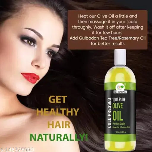 GULBADAN Organics 100% Pure Extra Light Olive Oil Hair Oil  (100 ml) Pack Of 3