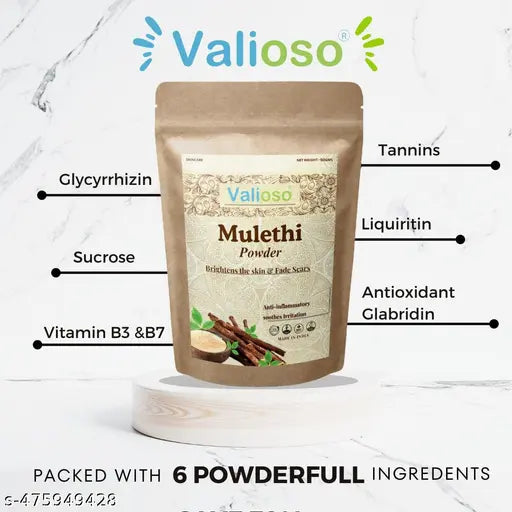 Valioso Mulethi Powder, Kasturi Haldi Powder, Multani Mitti Powder, Neem Powder And Orange Peel Powder For Face Pack Combo Pack Of 5 50GmsEach (250 Gms)
