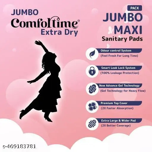 COMFORTIME MAXI Sanitary pads | XXL(80 PADS, 280mm) Extra Dry Pads | Combo & Pack of-2 | Period Pads(Sanitary Napkins) For Heavy Flow (WITH 6 FREE PADS)
