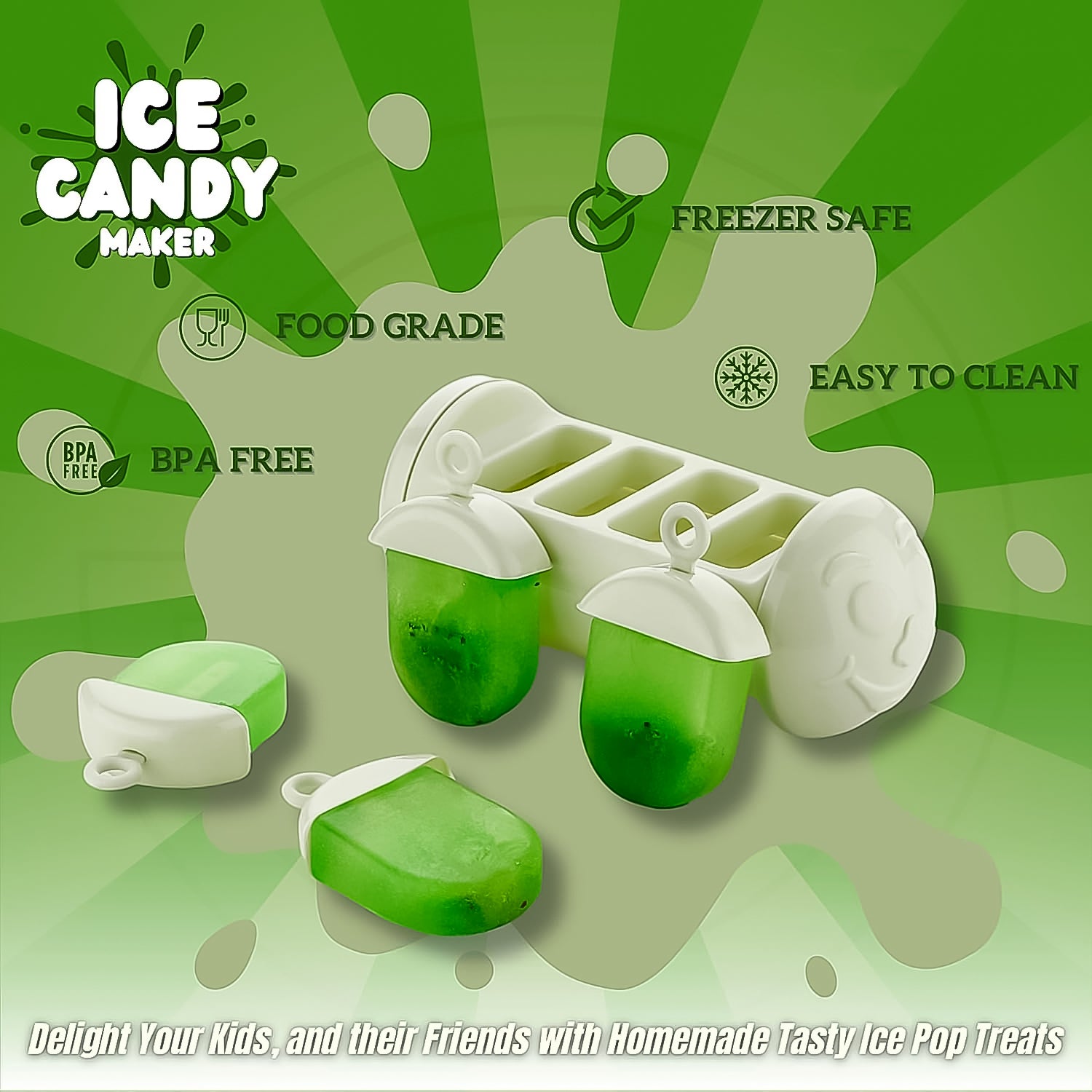 Plastic Ice Candy Maker 4 Compartment Grid Kulfi Candy (1 Pc) - Springkart 