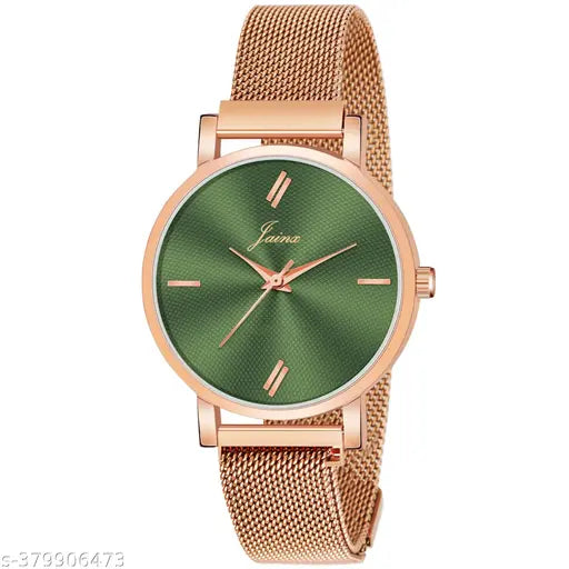 Jainx Rose Gold Analog Mesh Chain Watch for Women