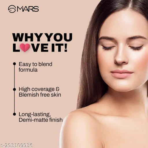 MARS SPF50 PA++++ High Coverage Liquid Foundation | Blemish Free & Blendable Foundation for Makeup (40ml) (SHADE-02)