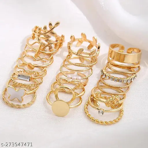 Gold Plated Set of 24pcs Contemporary Stackable Rings Set