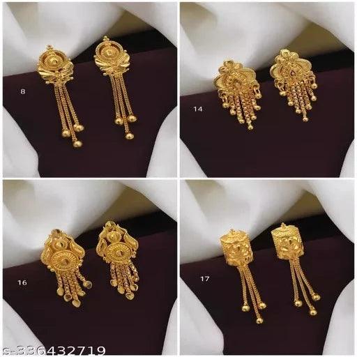 Gold Plated Earrings for Women's & Girls Combo of 4 - Springkart 