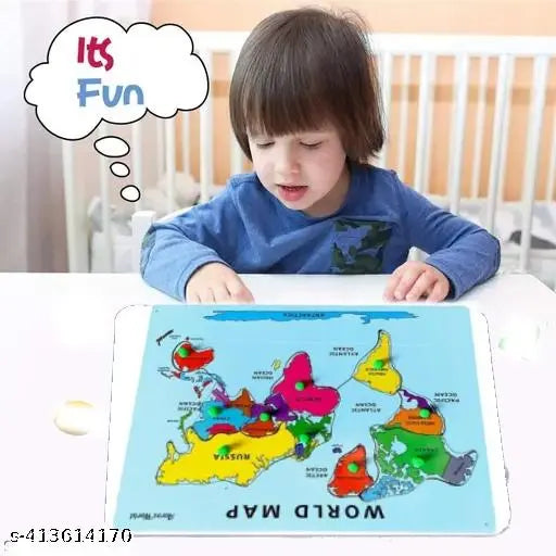 Kids Reading & Writing Educational Learning Wooden World Maps puzzle for kids/girls/boys