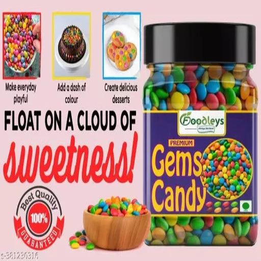 FoodLeys Chocolate Gems Candy | Gems Sugar Coated Chocolate | Gems Chocolate Buttons | Button Candy And Chocolate Munchies | Chocolate Flavor Candy Pack of 1 Jar 400Gms (400 Gms) - Springkart 