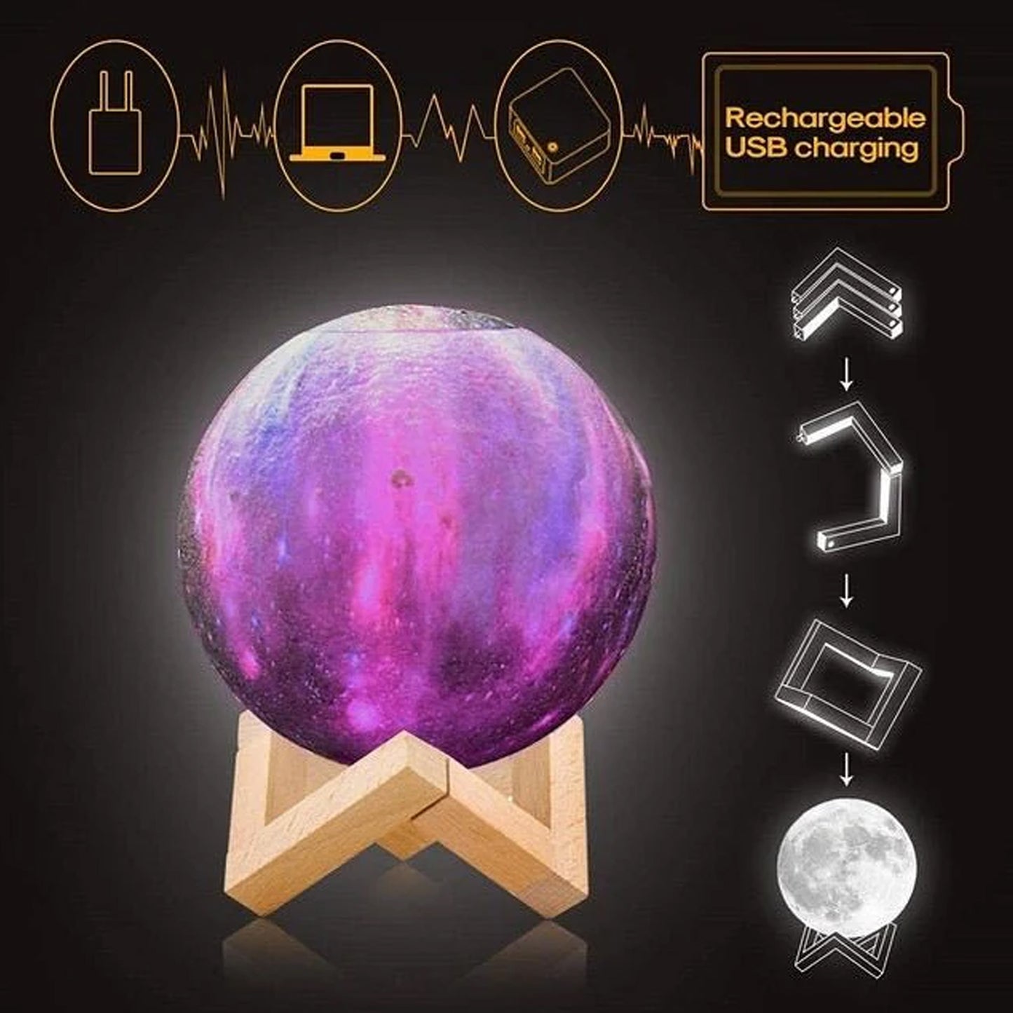 3d 2 In 1 Led Printed Moon Lamp Aroma Diffuser (1 Pc) - Springkart 