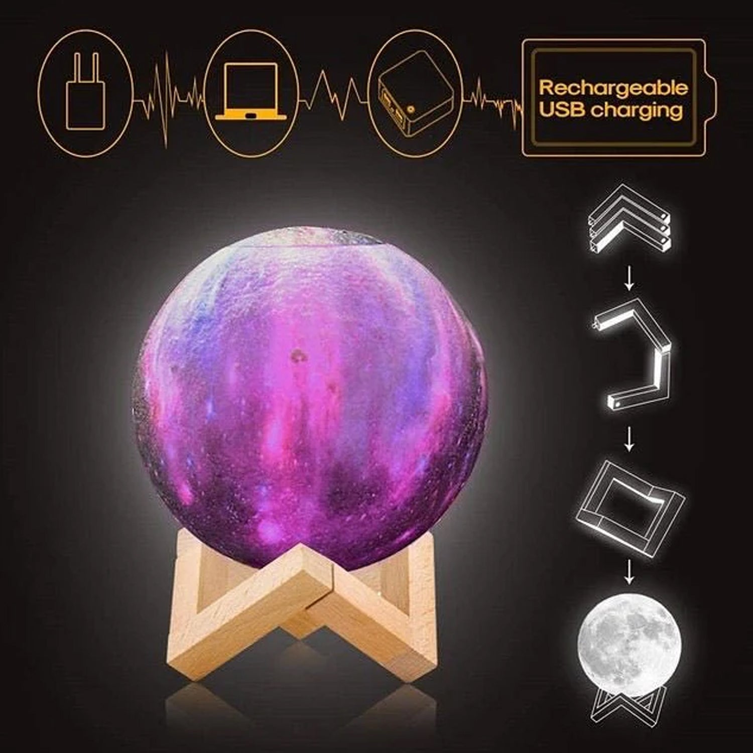 3d 2 In 1 Led Printed Moon Lamp Aroma Diffuser (1 Pc) - Springkart 