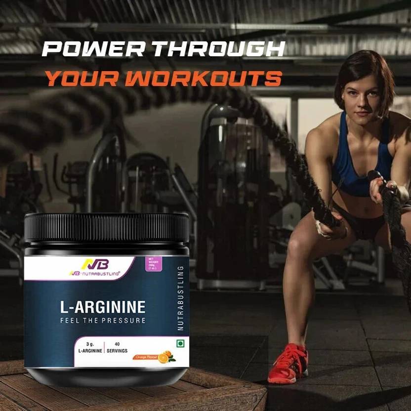 Nutrabustling L-arginine Supplement Powder | 100% Pure Nitric Oxide For Muscle Growth, Pre Workout (200 g, Orange)