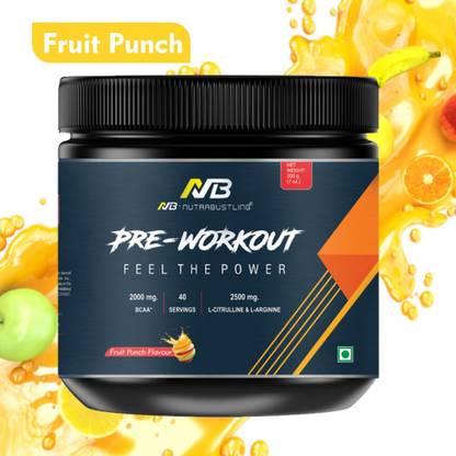 Nutrabustling Pre Workout Supplement | For Pump, Focus, Energy, Strength & Endurance | Pre Workout (200 g, Fruit Punch)