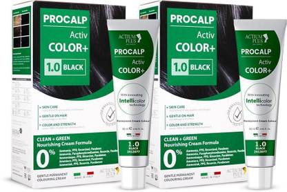 Actium Plus PROCALP Activ Color+ Long-lasting Permanent Hair Color, Dermatologist-tested 1.0 , Black