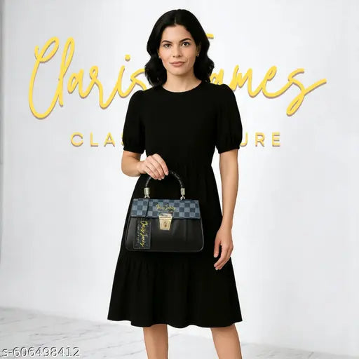 Black Casual checks trendy crossbody sling women