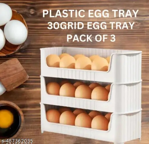 Egg Dispenser Box, 3-Tier Egg Storage Box for Fridge, Holds upto 30 Eggs,
