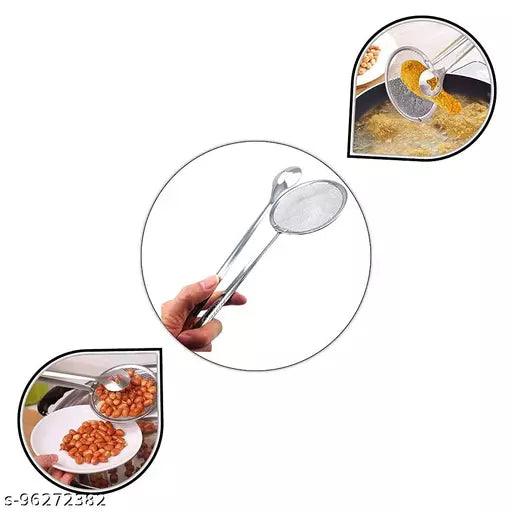 Multi-Functional 2 in 1 Stainless Steel Fry Tool Filter Spoon Snack Strainer with Clip - Springkart 