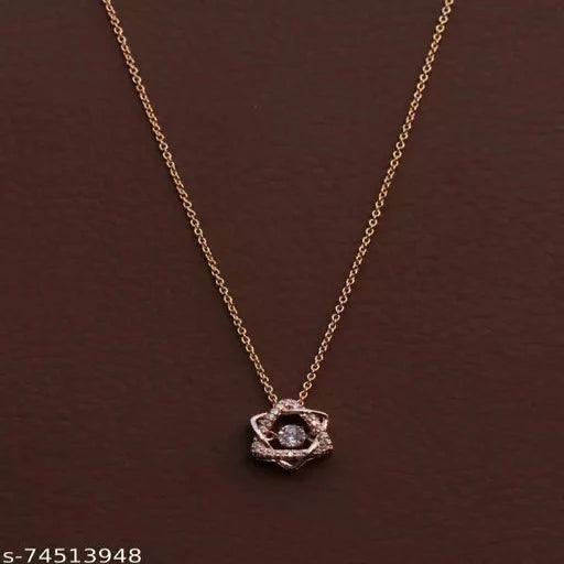 Rose Gold American Diamond Pendant & Chains - Springkart 