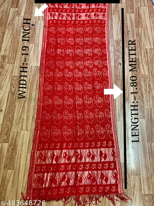 DUPATTA (RED) (RADHEY RADHA+ OM NAMAH SHIVAAY) FOR MEN/WOMEN/KIDS AND KIDS