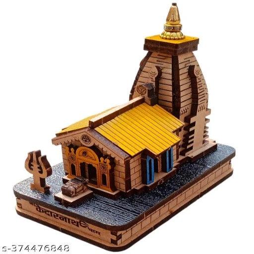 Kedarnath Temple in Wood Color 3D Model Mandir Statue Fully Polished and Hand Crafted Multicolour - Springkart 