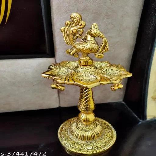 Golden Peacock Designer Diya Metal Stand