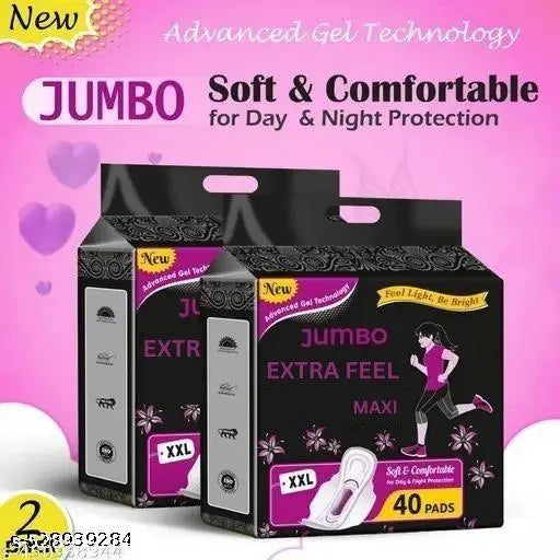 Quick Dry Sanitary Pads for Women |XXL+, 80 Pads | Cottony Soft | Quick Absorbent | UV Treated | For Heavy Flow - Leakage Protection All the Day and Night (pack of 2)