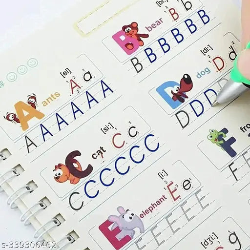 Magic Practice Copybook, (4 Book + 10 Refill+ 1 Pen +1 Grip) Number Tracing Book for Preschoolers with Pen, Magic Calligraphy Copybook Set Practical Reusable Writing Tool - Springkart 