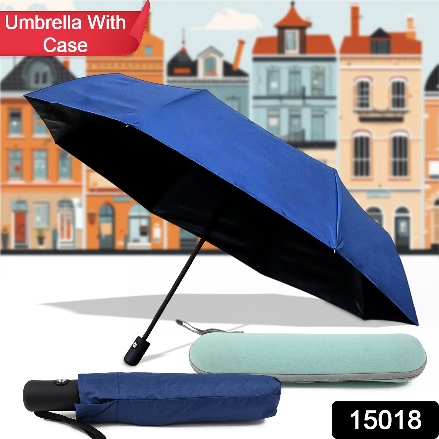 2-fold Manual Open Umbrella (Umbrella With Case 1 Set Mix Color) - Springkart 