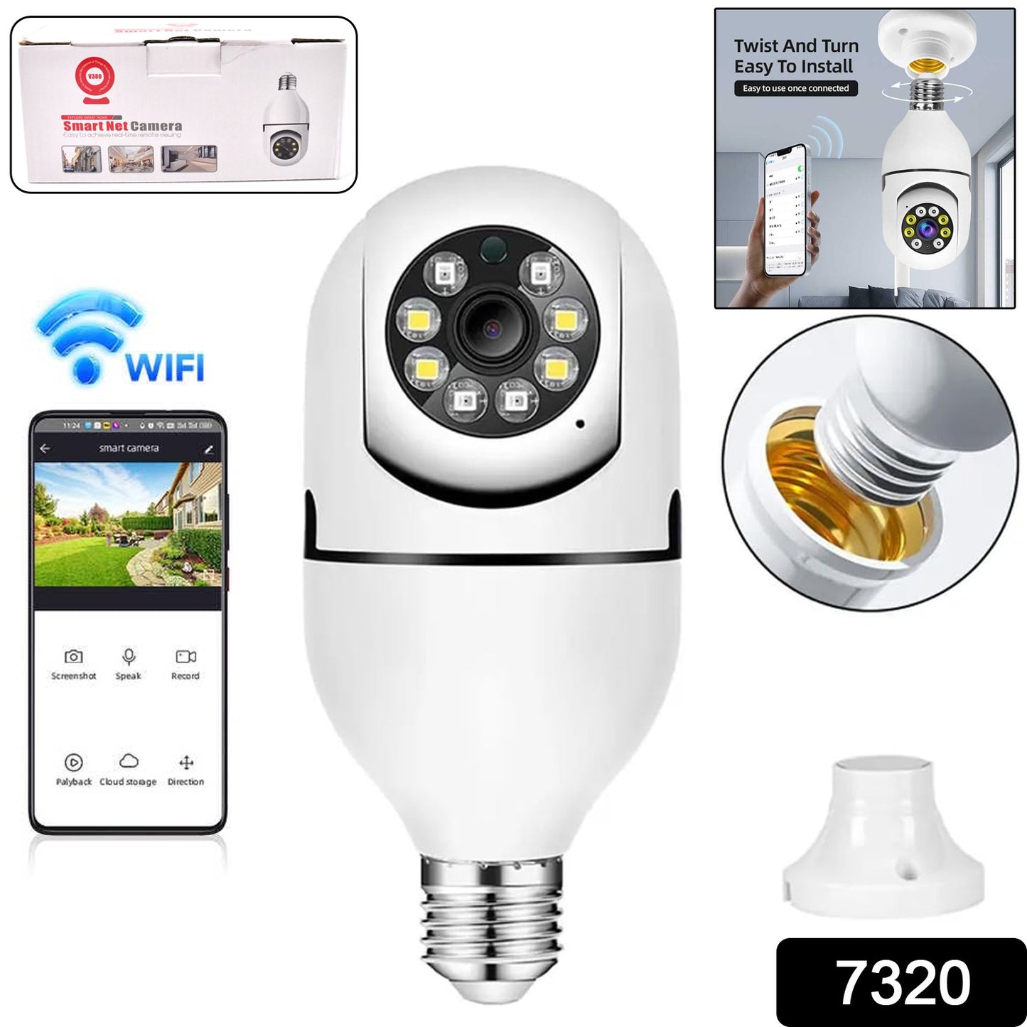 V380 Pro Fisheye 360 Degree Panoramic Wireless Wifi Ip Cctv Security Camera (Pack Of 1) - Springkart 