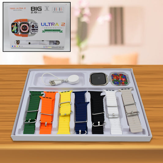 7 In 1 Ultra Smart Watch Combo With Seven Classic Straps Transparent Screen Guard (1 Set Mix Color) - Springkart 