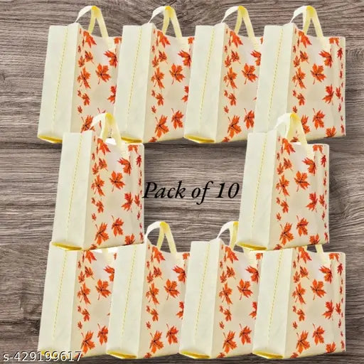 Reusable Grocery Shopping Bag With Handle | Polyester Bags 15 * 20 * 5 Inch | Pack of 10