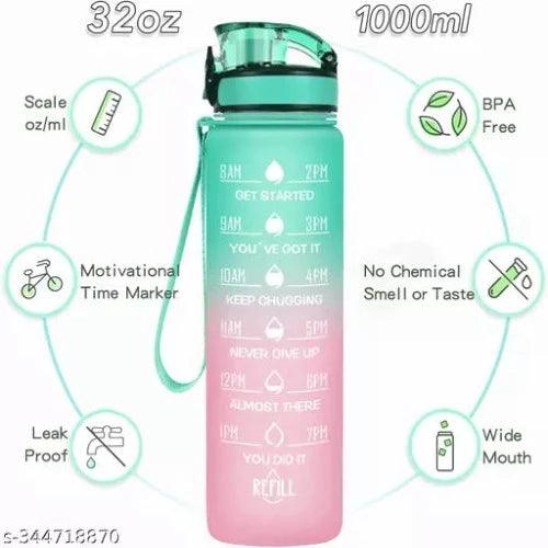 Nymbus 1000ml Water Bottle, Leakproof BPA & Toxic Free, Motivational Water Bottle with Times to Drink and Straw, Fitness Sports Water Bottle with Strap for Office, Gym, Outdoor Sports - Springkart 