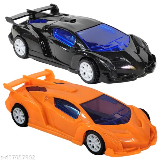 Friction Power Racing Car Toy Set for Kids, Toy Vehicles Play Set for 3+ Years Old Kids, Boys, Girls (Orange-Black) Pack of 2