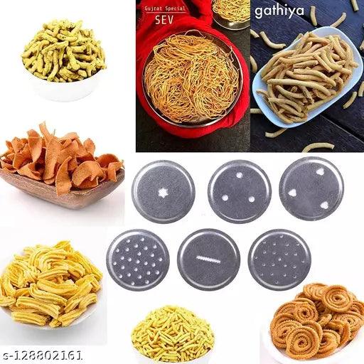 Stainless Steel Sev Chakli/Murukku/Sancha Maker Machine with 6 Different Jalis - Springkart 