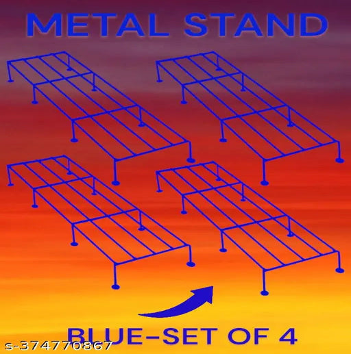 Metal Plant Stand (Set of 4 BLUE) | Pot Stand | Stand for balcony - 24 inches | Indoor & Outdoor Use