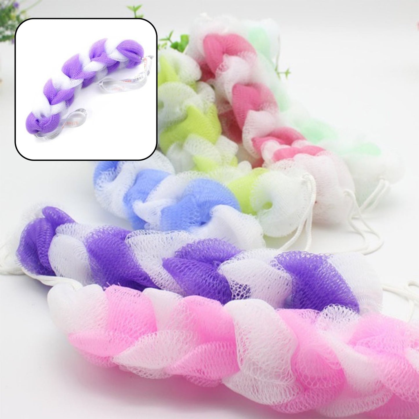 Hanging Bath Shower Long Loofah Sponge Pouf Body Scrubber Small Size (Pack Of 6) - Springkart 