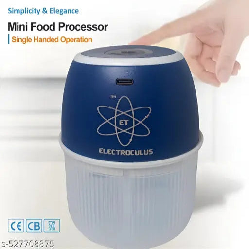 Electroculus Rechargeable Mini Electric Chopper, Food Grade Bowl, Stainless Steel Blades, 300 ML, color- Oxford Blue.
