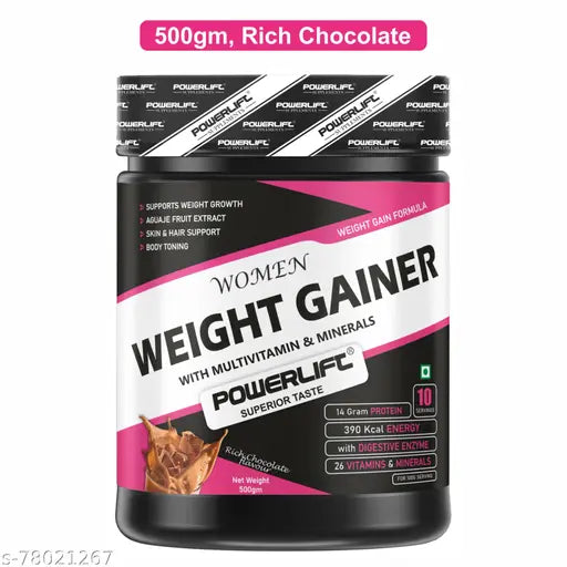 Women Weight Gainer (500gm Chocolate) Beauty care & Skin care, Weight Gain Protein Powder | Girls Formula | With Digestive Enzymes, added 26 Multivitamins & Minerals