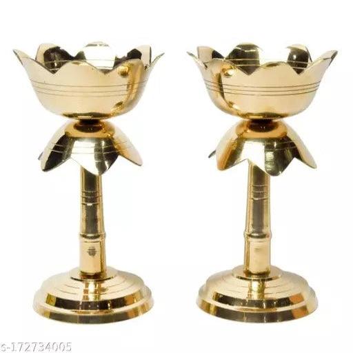 Festive Diyas KAMAL STAND -pack of 2  Pure Brass 99.9%.