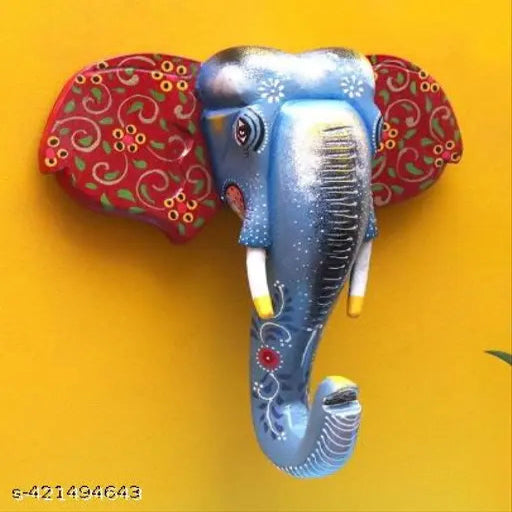 handpainted wooden elephant wall hanging