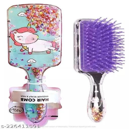 Pack of 1 Square Shaped Unicorn Glittery Hair brush for kids Girls - Springkart 